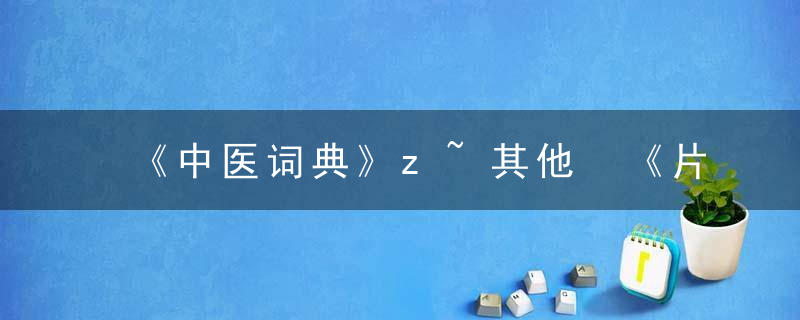 《中医词典》z~其他 《片玉心书》，中国中医大词典